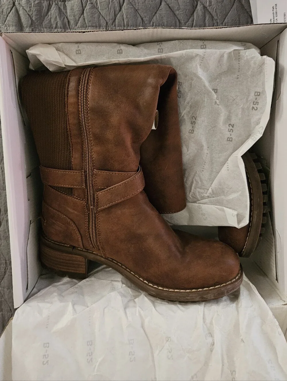 B-52 Tall Heeled Boot Brown Women's Mid-Calf Riding Boots - Classic Casual Style
